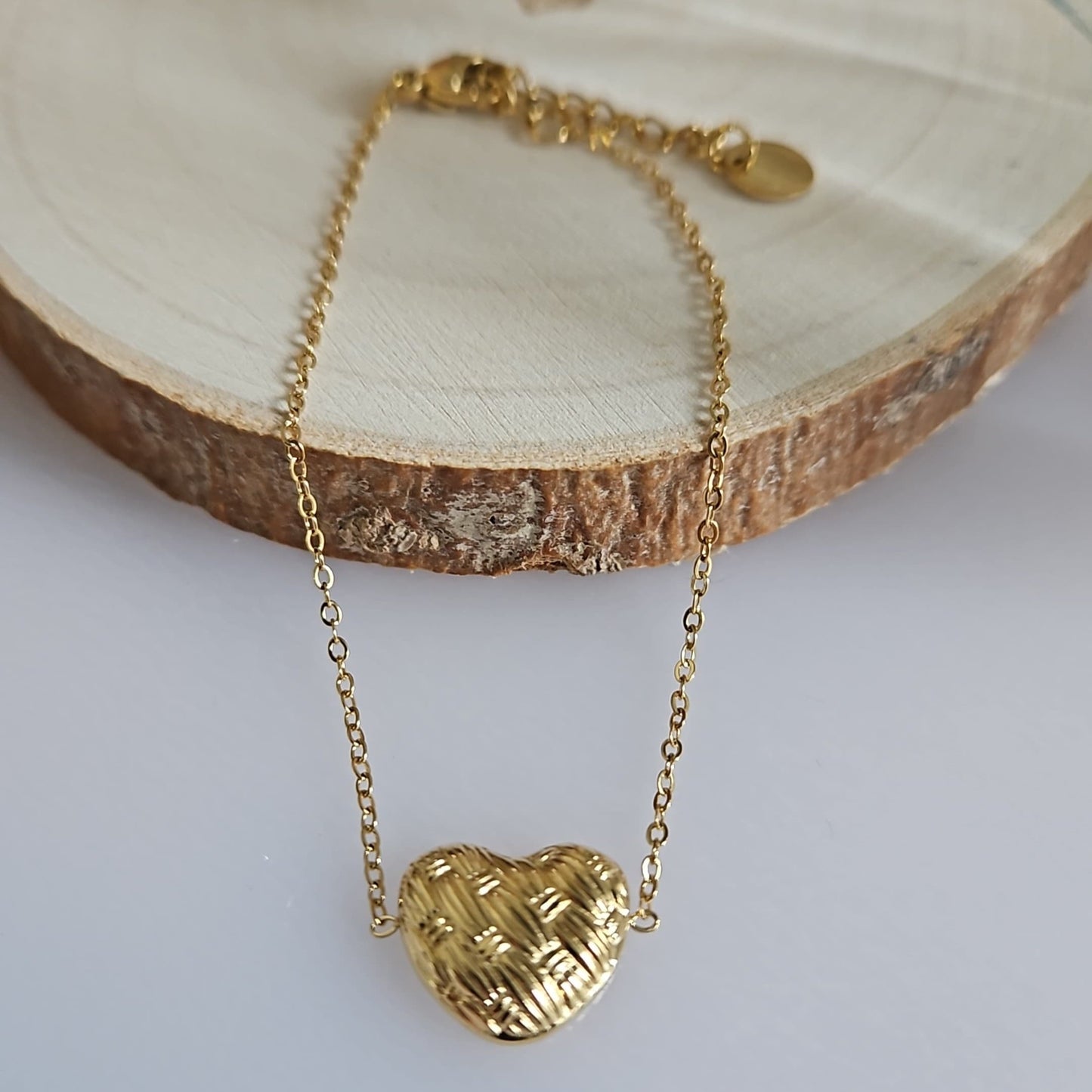 CORDÉLIA - Bracelet Cœur doré en acier inoxydable