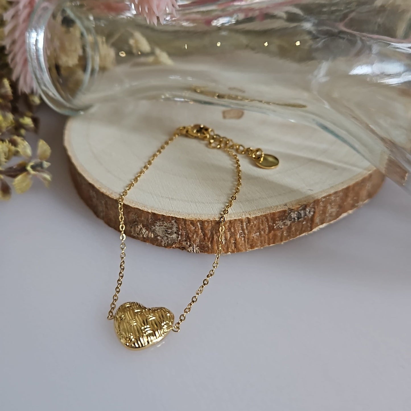 CORDÉLIA - Bracelet Cœur doré en acier inoxydable