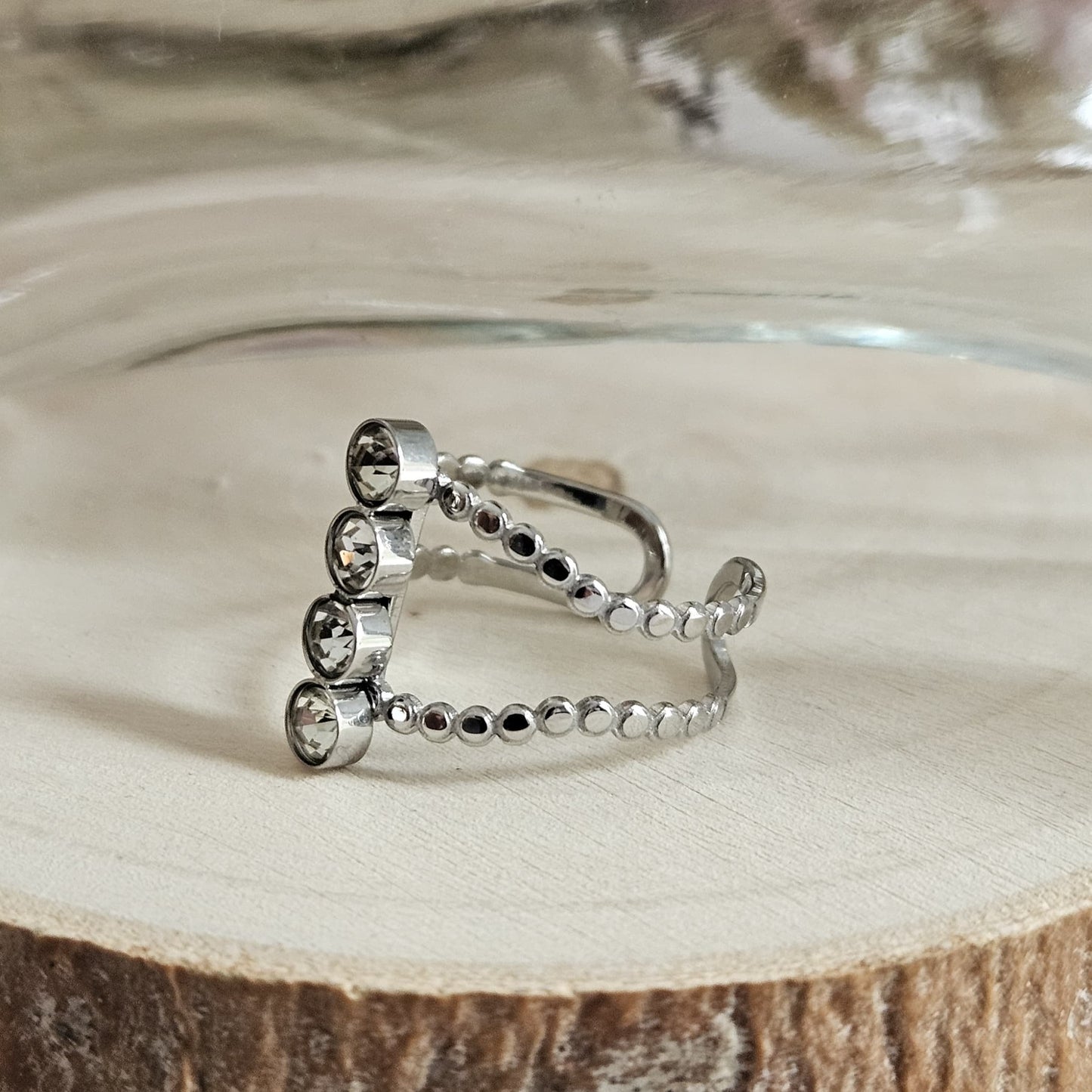 MARIA - Bague en acier inoxydable avec cristaux brillants