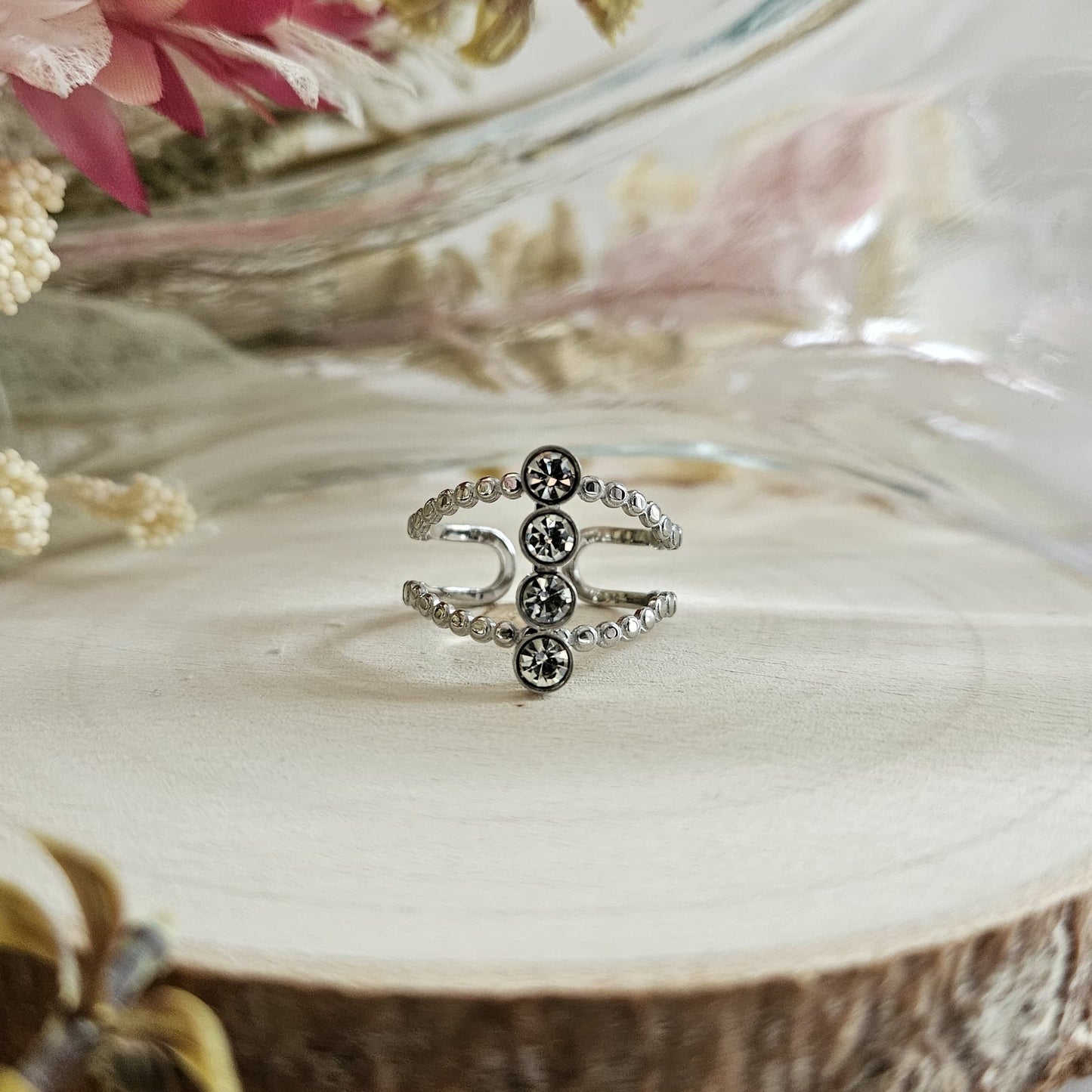 MARIA - Bague en acier inoxydable avec cristaux brillants