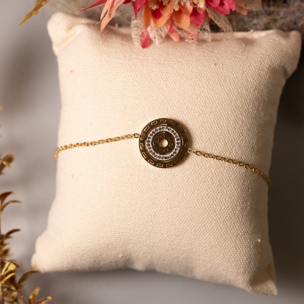 VALERIA - Bracelet un motif géométrique doré et blanc