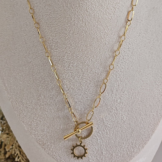 SUNSHINE - Collier chaine pendentif cercle soleil